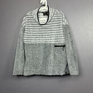 Wooly Bully Women Size XL Cowl Neck Fleece Sweater Gray Pull Over